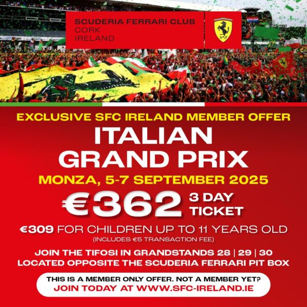 Italian Grand Prix 2025 - Tifosi SFC Stand - Adult 3 Day Ticket